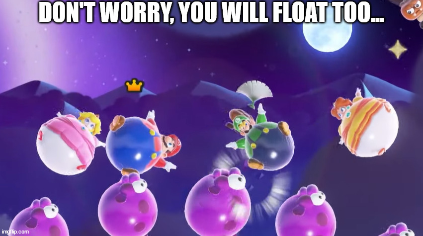 Yes....everyone will FLOAT | DON'T WORRY, YOU WILL FLOAT TOO... | image tagged in mario | made w/ Imgflip meme maker