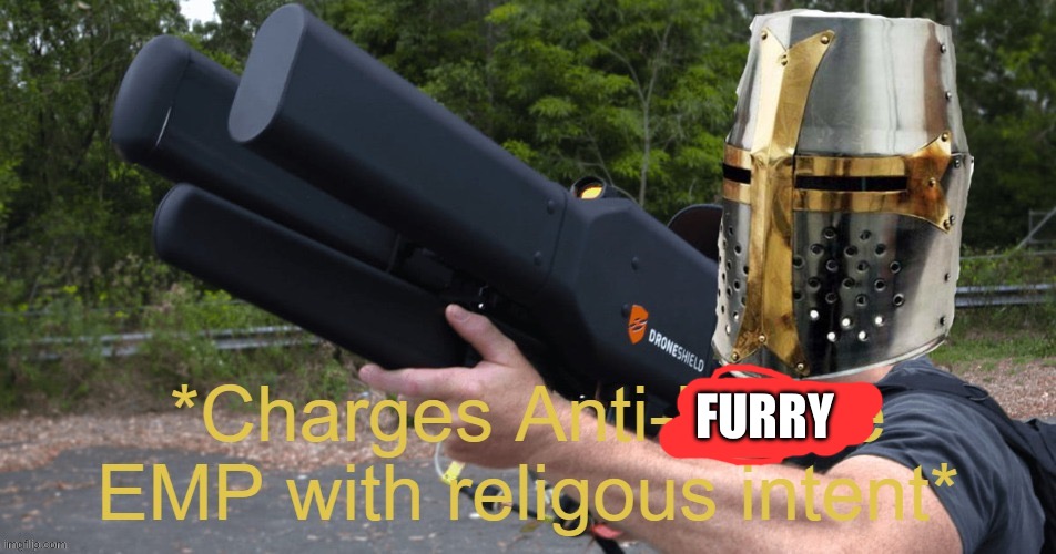 Charges Anti-Drone EMP with religous intent | FURRY | image tagged in charges anti-drone emp with religous intent | made w/ Imgflip meme maker