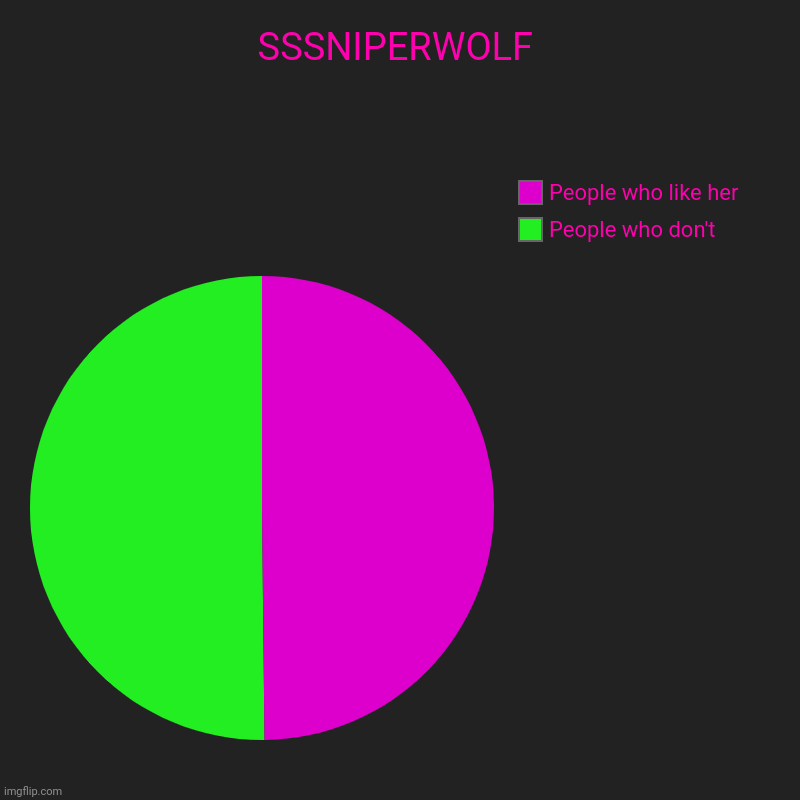 SSSNIPERWOLF | People who don't, People who like her | image tagged in charts,pie charts | made w/ Imgflip chart maker