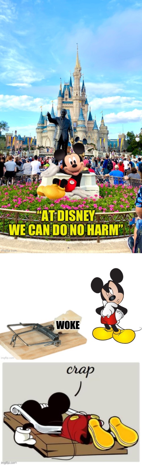 Not Your Parent’s Disney | image tagged in disney,downturn,woke,mousetrap,mickey mouse | made w/ Imgflip meme maker