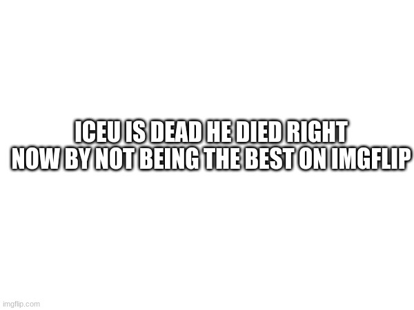 iceu is sad | ICEU IS DEAD HE DIED RIGHT NOW BY NOT BEING THE BEST ON IMGFLIP | image tagged in memes,funny,funny memes,iceu,drake hotline bling,change my mind | made w/ Imgflip meme maker