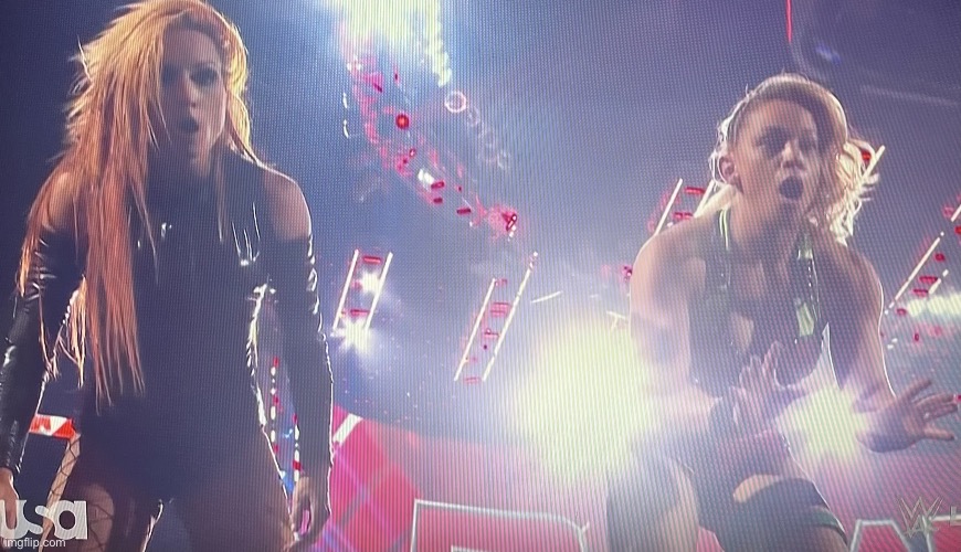 Caption this: | image tagged in becky lynch and zoey stark | made w/ Imgflip meme maker