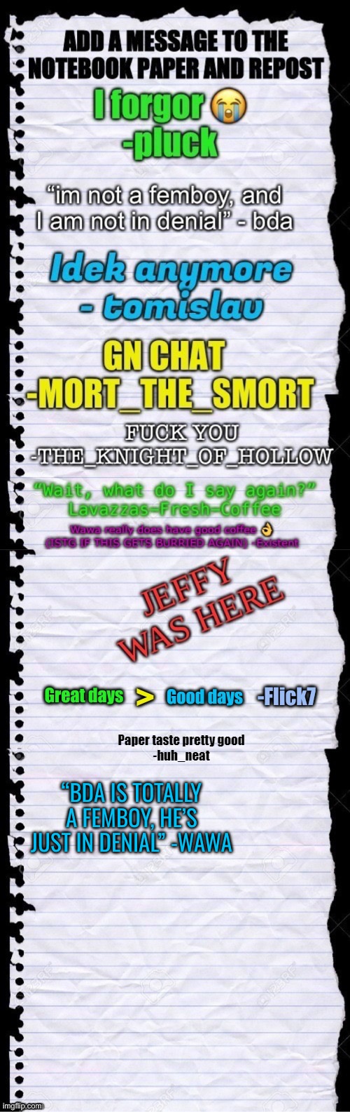 “BDA IS TOTALLY A FEMBOY, HE’S JUST IN DENIAL” -WAWA | made w/ Imgflip meme maker