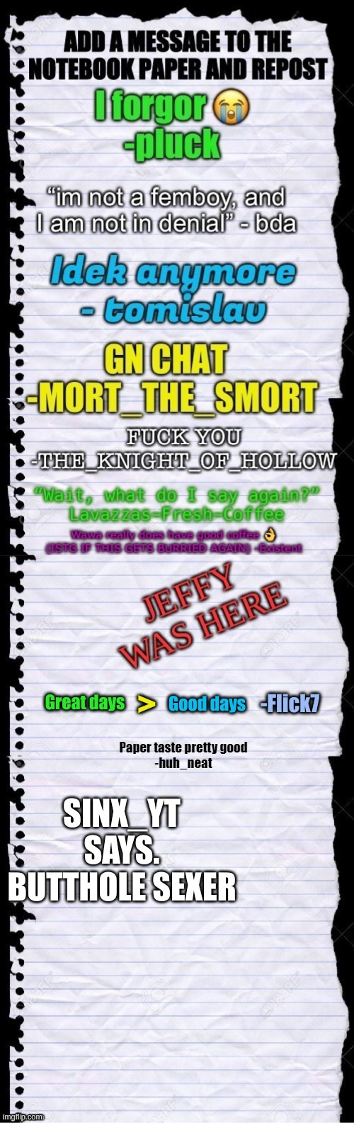 SINX_YT SAYS. BUTTHOLE SEXER | made w/ Imgflip meme maker