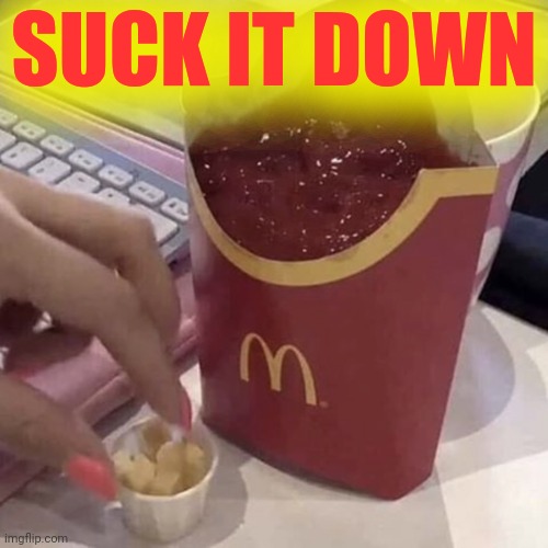 Ketchup with a side of fries | SUCK IT DOWN | image tagged in ketchup with a side of fries | made w/ Imgflip meme maker