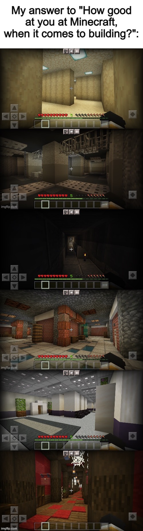 Incomplete backrooms world me and some friends are making :) | My answer to "How good at you at Minecraft, when it comes to building?": | made w/ Imgflip meme maker