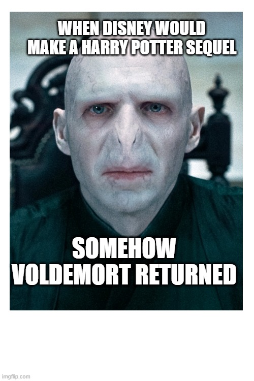 WHEN DISNEY WOULD MAKE A HARRY POTTER SEQUEL; SOMEHOW VOLDEMORT RETURNED | made w/ Imgflip meme maker