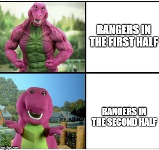 Texas Chokers | RANGERS IN THE FIRST HALF; RANGERS IN THE SECOND HALF | image tagged in strong barney,mlb baseball,texas rangers | made w/ Imgflip meme maker