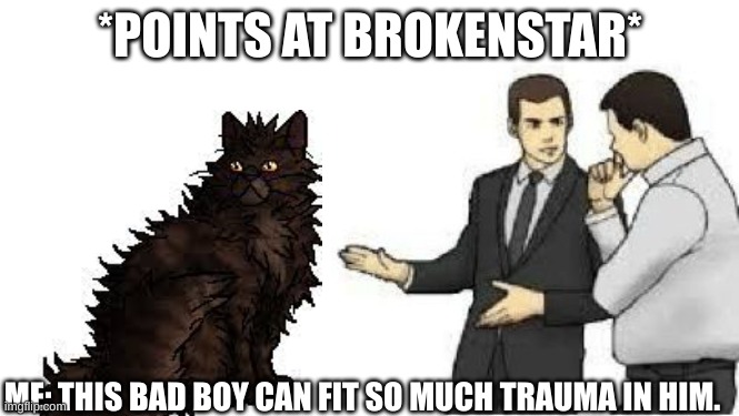 This bad boy can fit so much trauma | *POINTS AT BROKENSTAR*; ME: THIS BAD BOY CAN FIT SO MUCH TRAUMA IN HIM. | image tagged in slaps roof | made w/ Imgflip meme maker