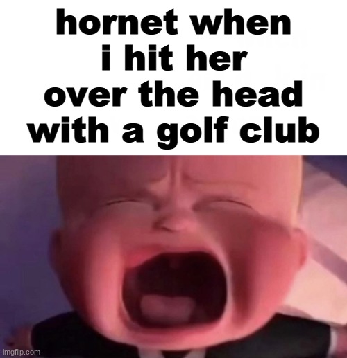 Boss Baby | hornet when i hit her over the head with a golf club | image tagged in boss baby | made w/ Imgflip meme maker