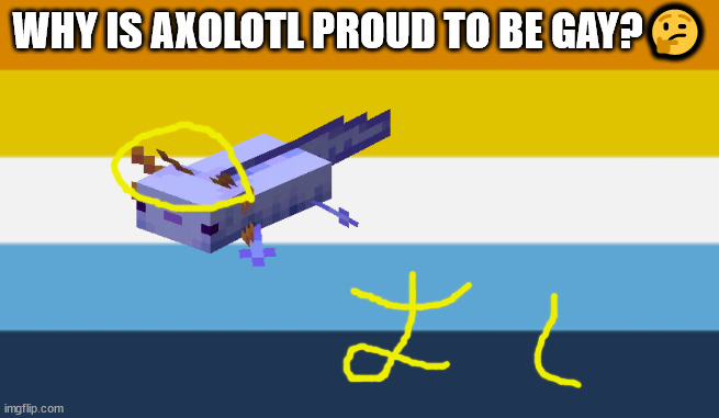 办理社么 | WHY IS AXOLOTL PROUD TO BE GAY?🤔 | made w/ Imgflip meme maker