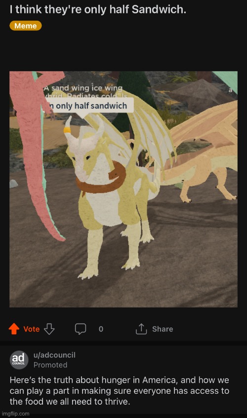 Everyone needs access to a half a sandwich. We’ve solved world hunger. | made w/ Imgflip meme maker