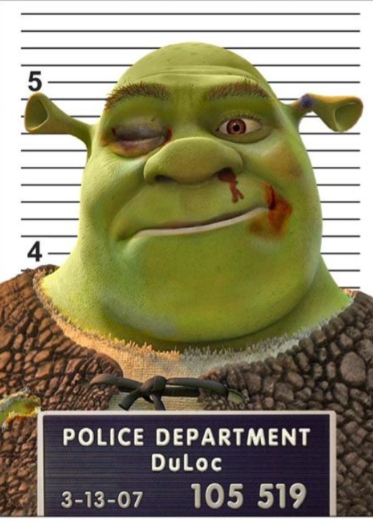 Shrek mugshot Blank Meme Template