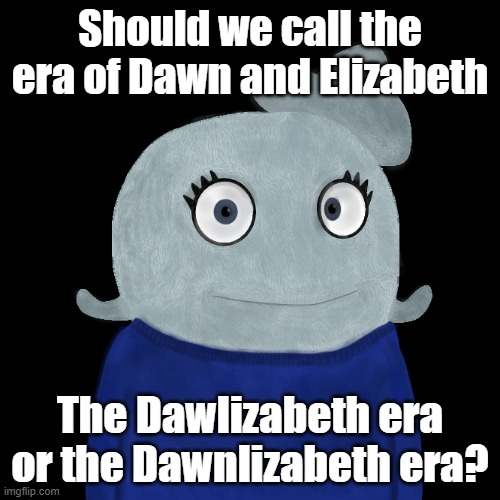 these are named of the era I've made up | Should we call the era of Dawn and Elizabeth; The Dawlizabeth era or the Dawnlizabeth era? | image tagged in blueworld twitter | made w/ Imgflip meme maker