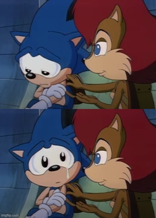 NOO he cri | image tagged in sad sonic | made w/ Imgflip meme maker