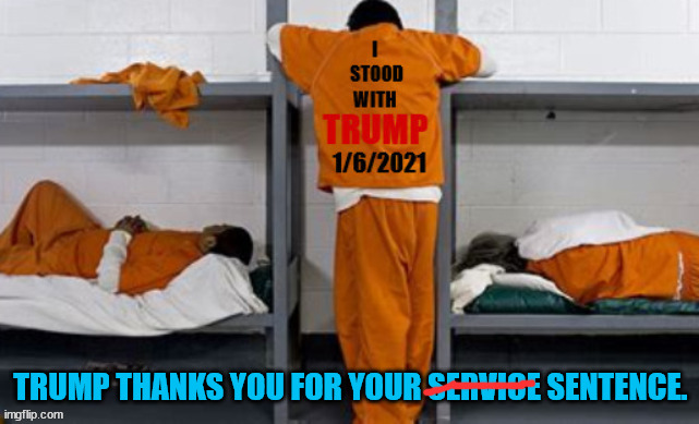 Trump thanks you | TRUMP THANKS YOU FOR YOUR SERVICE SENTENCE. | image tagged in trump,jan 6th prisoner,maga,lock um up,joe biggs,crybaby | made w/ Imgflip meme maker