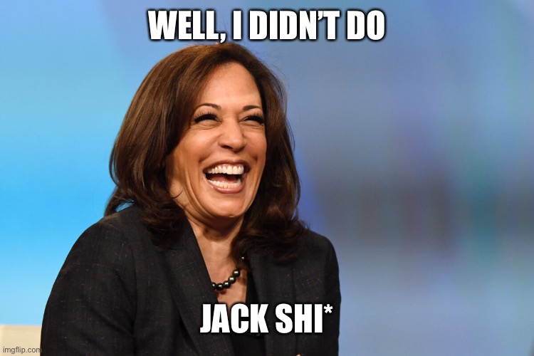 Kamala Harris laughing | WELL, I DIDN’T DO JACK SHI* | image tagged in kamala harris laughing | made w/ Imgflip meme maker