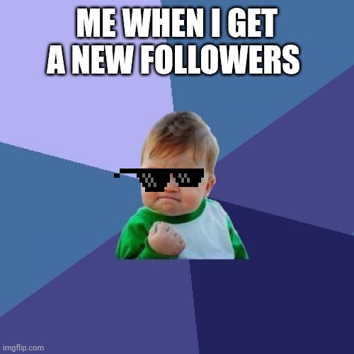 followers | ME WHEN I GET A NEW FOLLOWERS | image tagged in memes,success kid | made w/ Imgflip meme maker