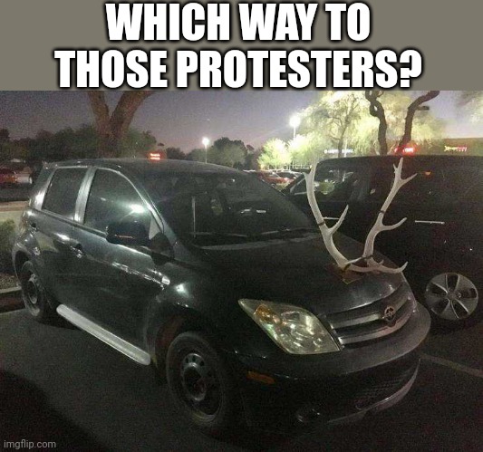 TRY AND STOP THIS | WHICH WAY TO THOSE PROTESTERS? | image tagged in cars,car,protests | made w/ Imgflip meme maker