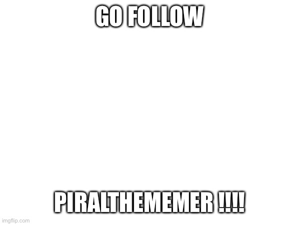 GO FOLLOW; PIRALTHEMEMER !!!! | made w/ Imgflip meme maker