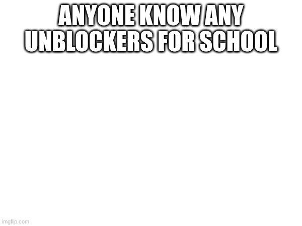 ANYONE KNOW ANY UNBLOCKERS FOR SCHOOL | made w/ Imgflip meme maker