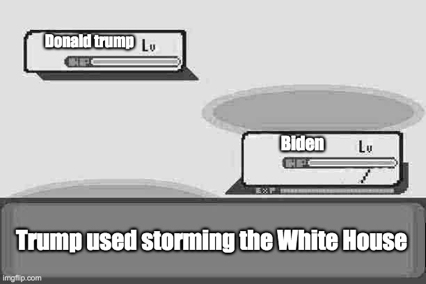 Pokemon Battle | Donald trump; Biden; Trump used storming the White House | image tagged in pokemon battle | made w/ Imgflip meme maker