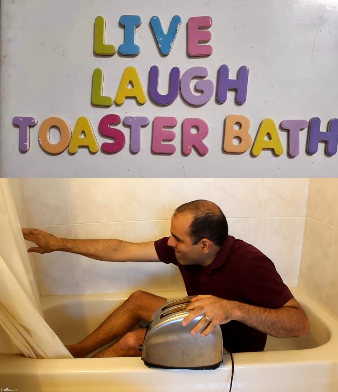 image tagged in electroboom toaster bath | made w/ Imgflip meme maker