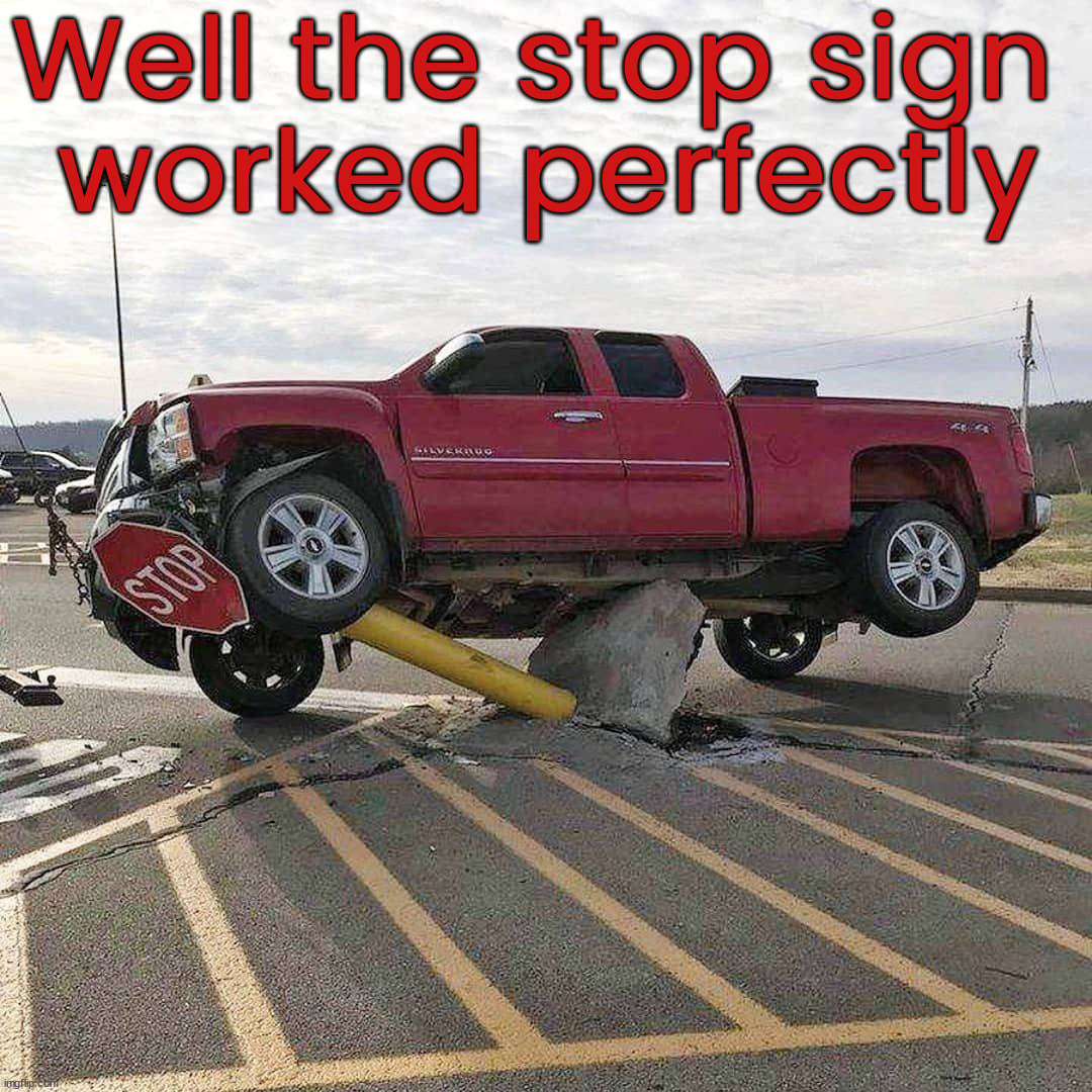 I said stop | Well the stop sign 
worked perfectly | image tagged in stop,funny signs,thats a lot of damage | made w/ Imgflip meme maker