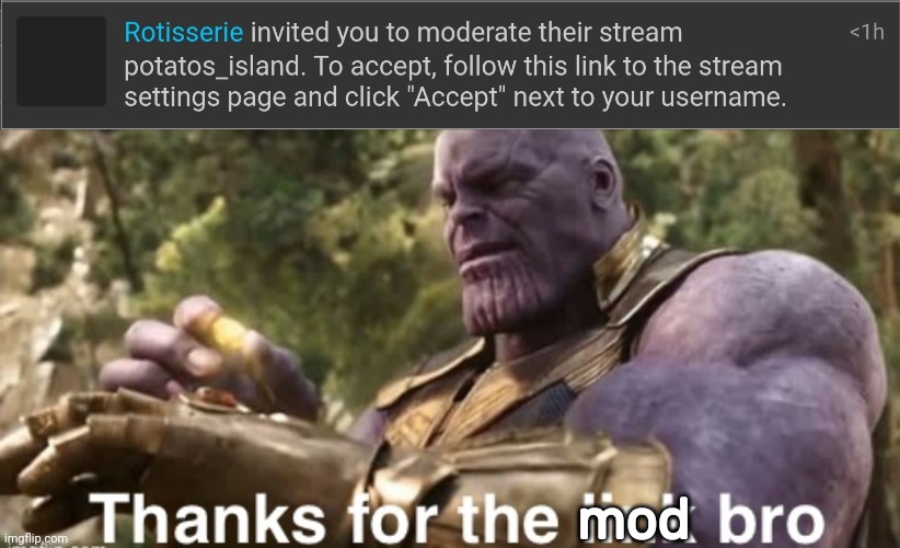 mod | image tagged in thanks for the link bro | made w/ Imgflip meme maker