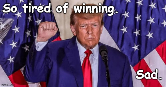 Tired of winning! | So tired of winning. Sad. | image tagged in tired of winning | made w/ Imgflip meme maker