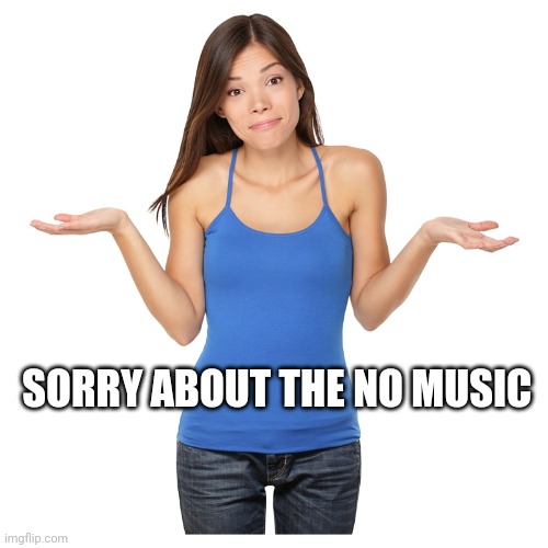 I don't know | SORRY ABOUT THE NO MUSIC | image tagged in i don't know | made w/ Imgflip meme maker