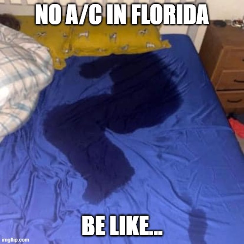 No A/C in Florida be like... | NO A/C IN FLORIDA; BE LIKE... | image tagged in funny,florida,hot,humid,humidity,sweat | made w/ Imgflip meme maker
