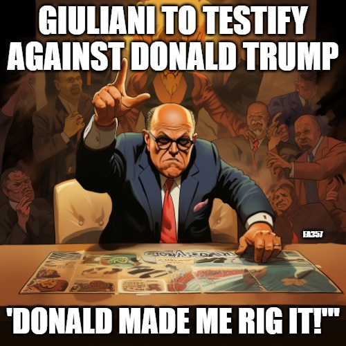 Rudy Giuliani | GIULIANI TO TESTIFY AGAINST DONALD TRUMP; EA357; 'DONALD MADE ME RIG IT!'" | image tagged in rat | made w/ Imgflip meme maker