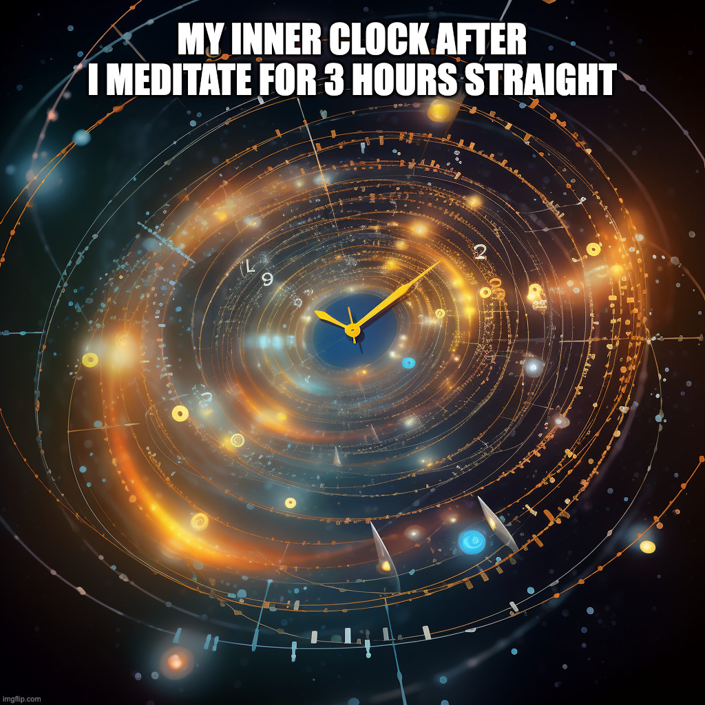 3 hours straight meditation inner clock | MY INNER CLOCK AFTER
I MEDITATE FOR 3 HOURS STRAIGHT | image tagged in meditation | made w/ Imgflip meme maker