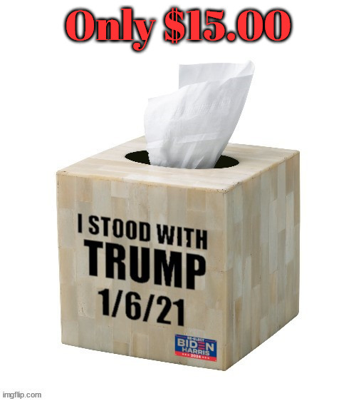 I stood with Trump $15.00 | Only $15.00 | image tagged in bidenharris 2024,tissue,jan 6th 2021,maga,cult,rubes | made w/ Imgflip meme maker