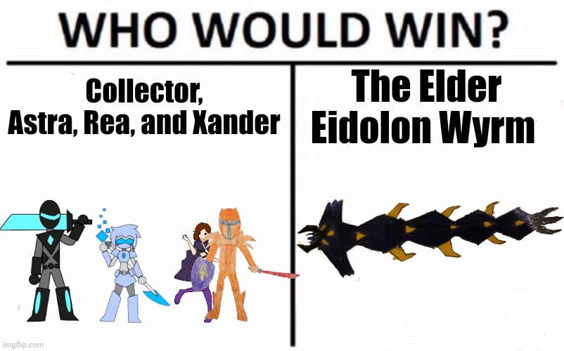 The Abyss chapter 4: Teaser | Collector, Astra, Rea, and Xander; The Elder Eidolon Wyrm | image tagged in the threats of the ocean floor | made w/ Imgflip meme maker
