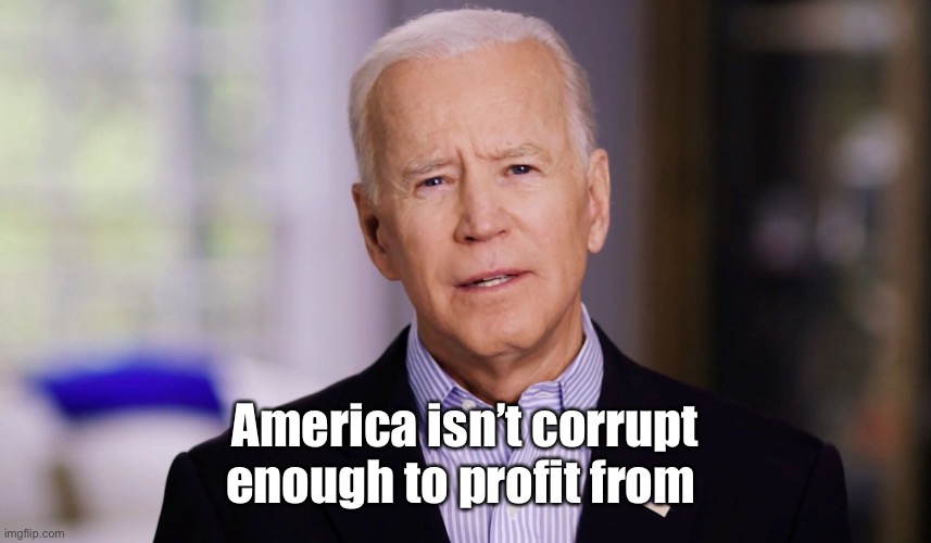 Joe Biden 2020 | America isn’t corrupt enough to profit from | image tagged in joe biden 2020 | made w/ Imgflip meme maker