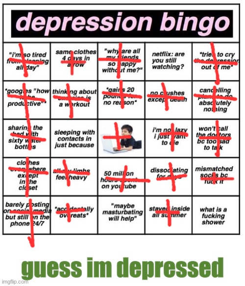 eh i guess im depressed | guess im depressed | made w/ Imgflip meme maker