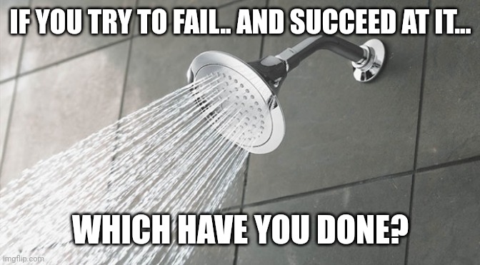 Shower Thoughts | IF YOU TRY TO FAIL.. AND SUCCEED AT IT... WHICH HAVE YOU DONE? | image tagged in shower thoughts | made w/ Imgflip meme maker