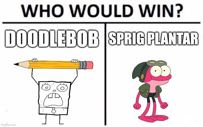 Doodle sponge vs Sprig | DOODLEBOB; SPRIG PLANTAR | image tagged in memes,who would win,spongebob,amphibia,jpfan102504,disney | made w/ Imgflip meme maker