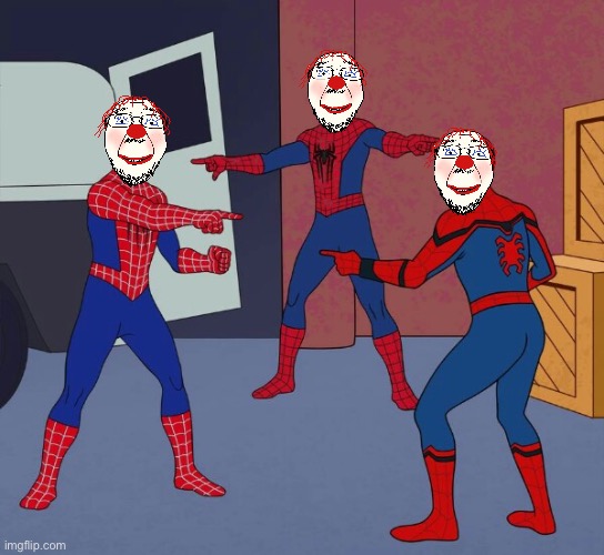 Clown spiderman | image tagged in spider man triple | made w/ Imgflip meme maker