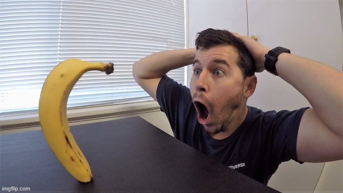 Man shocked at banana original | image tagged in man shocked at banana original,banana,shocked face,shocked,bananas,broken heart | made w/ Imgflip meme maker