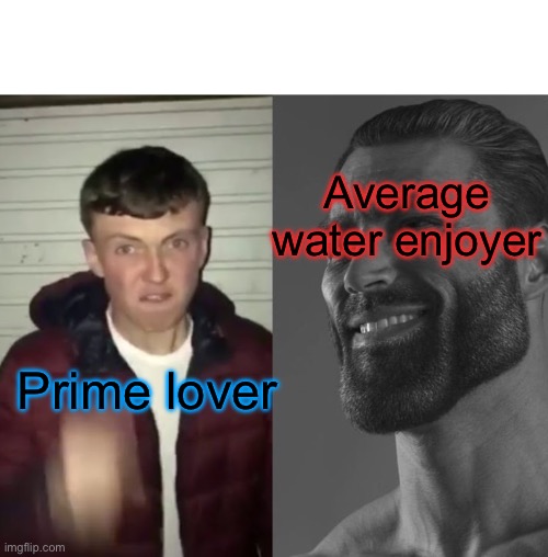 Average Fan vs Average Enjoyer | Average water enjoyer; Prime lover | image tagged in average fan vs average enjoyer | made w/ Imgflip meme maker