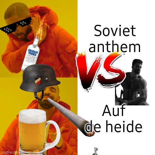whos better decide in comments | Soviet anthem; Auf de heide | image tagged in memes,drake hotline bling | made w/ Imgflip meme maker