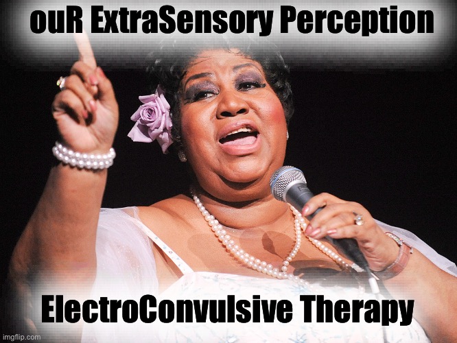 Psychic Psychiatric Psychopaths | ouR ExtraSensory Perception; ElectroConvulsive Therapy | image tagged in aretha,psych | made w/ Imgflip meme maker
