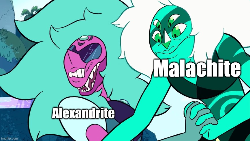 Malachite punching Alexandrite | Alexandrite; Malachite | image tagged in malachite punching alexandrite | made w/ Imgflip meme maker