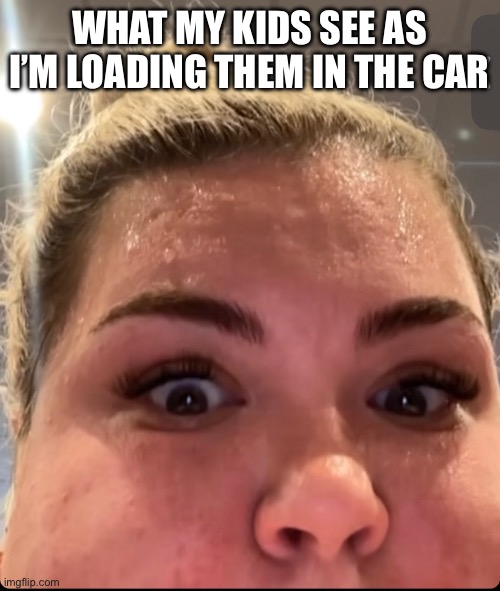 Crazy meme | WHAT MY KIDS SEE AS I’M LOADING THEM IN THE CAR | image tagged in crazy meme | made w/ Imgflip meme maker