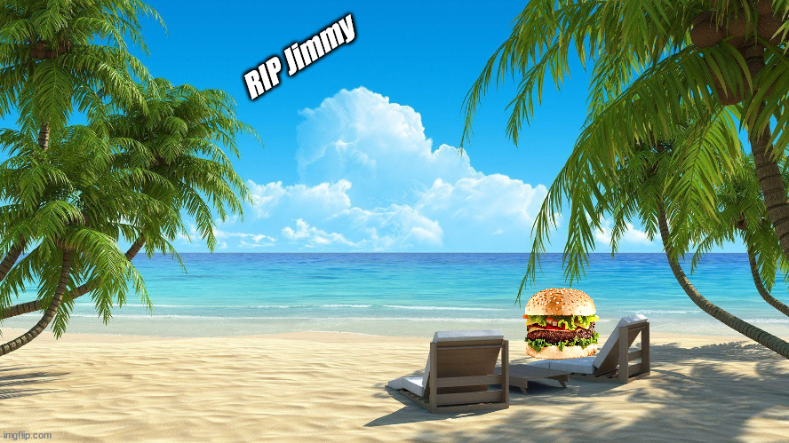 RIP Jimmy | image tagged in cheeseburger in paradise | made w/ Imgflip meme maker