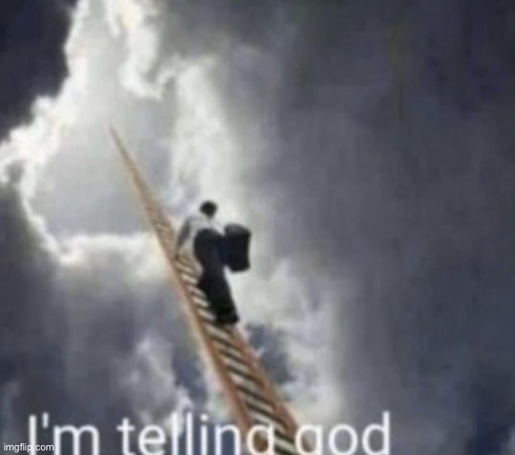 I’m telling god | image tagged in i m telling god | made w/ Imgflip meme maker