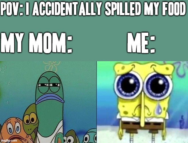 I swear to god I really didn't mean to do that if that's what she's looking to bring back up the next time she gets her energy b | POV: I ACCIDENTALLY SPILLED MY FOOD; MY MOM:            ME: | image tagged in angry lifeguard,memes,spongebob squarepants,relatable,mom,accident | made w/ Imgflip meme maker
